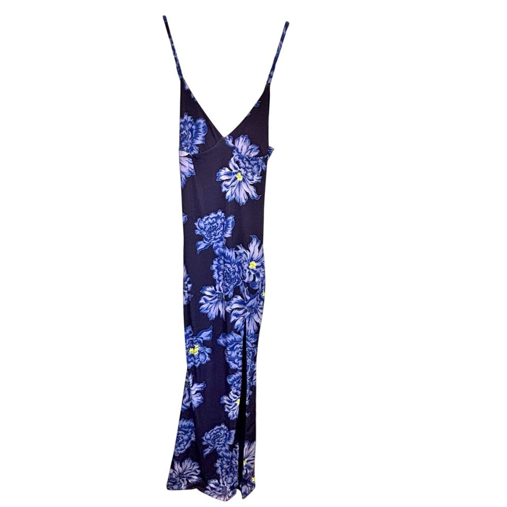 Club L London NWT Blue Floral Print Plunge Neck Maxi Dress - size 6